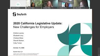 Seyfarth Webinar: 2020 California Legislative Update: New Challenges for Employers