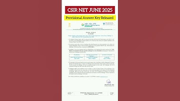 CSIR NET JUNE 2025 Provisional Answer Key Released #csirnet #dbtjrf #answerkey #trending #shorts