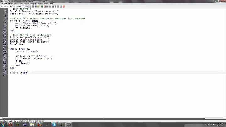 Lua Beginner Tutorials Lesson 5 - print() VS io.write() and File Access!