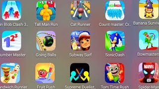 Sonic Dash,Subway Surf,Tom Time Rush,Supreme Duelist,Minion Rush,Going Balls,Bowmasters,Sponge Run