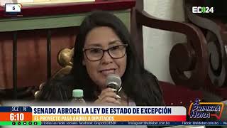 Cámara de Senadores aprueba abrogación de la Ley de Estado de Excepción