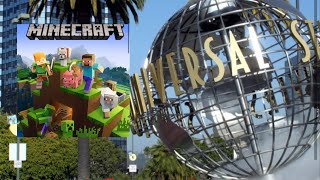 Universal Studios Hollywood Minecraft Entrance Time Lapse Build Pt 1