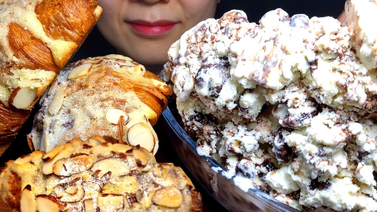 Баскин Роббинс Амонде Бонгбонг Мороженое + Хлеб Альмонд Красанг Десерт Снэк 🌰 мукбанг