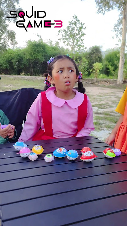 Squid game doll 3 surprise by kiss👶👩🍭 #shorts #squidgame