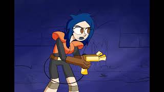 A young woman gets a spinning wedgie.