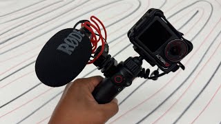 DJI Action 5 Multifunction Handle 1/4 Inch Thread with Rode Go II Mic Attached - Can You See It?