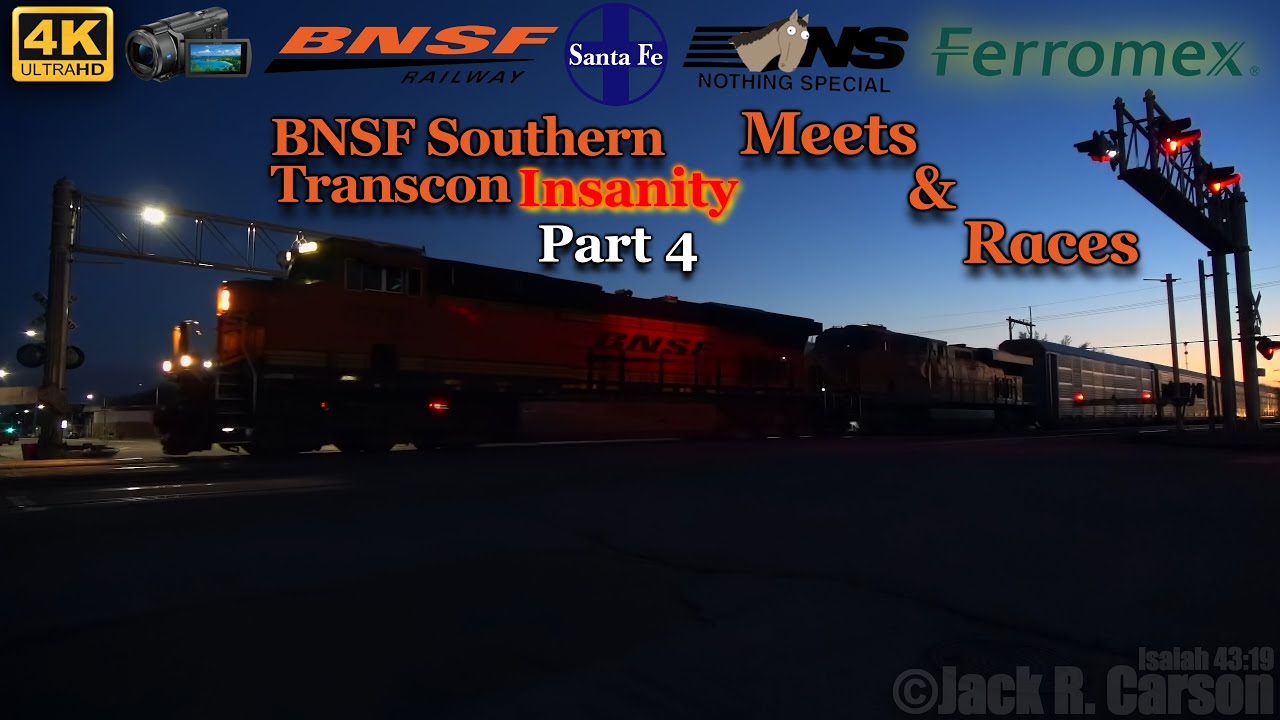 [4K 60fps] BNSF Southern Transcon Insanity Part  4 4/11/21, Feat Races & Meets, Plus ATSF SD40 RS3L
