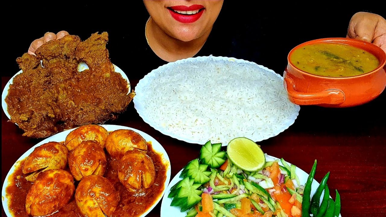 ASMR:MIXED DAL,SPICY MUTTON BHUNA,EGG JHAL BHUNA WITH RICE*BANGLADESHI FOOD *||ZAKIA-SPICY
