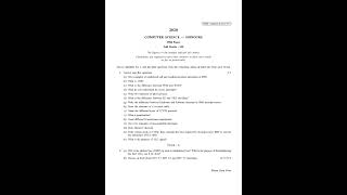 CU 2020 ● B Sc  Honours ● Computer Science ● Part III Paper V  ● Question Paper