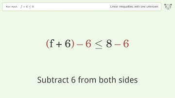 Solving Linear Inequalities: f+6 is Smaller Than or Equal to 8