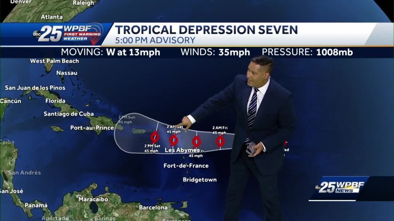 Tropical Depression Seven forms in the Atlantic - YouTube