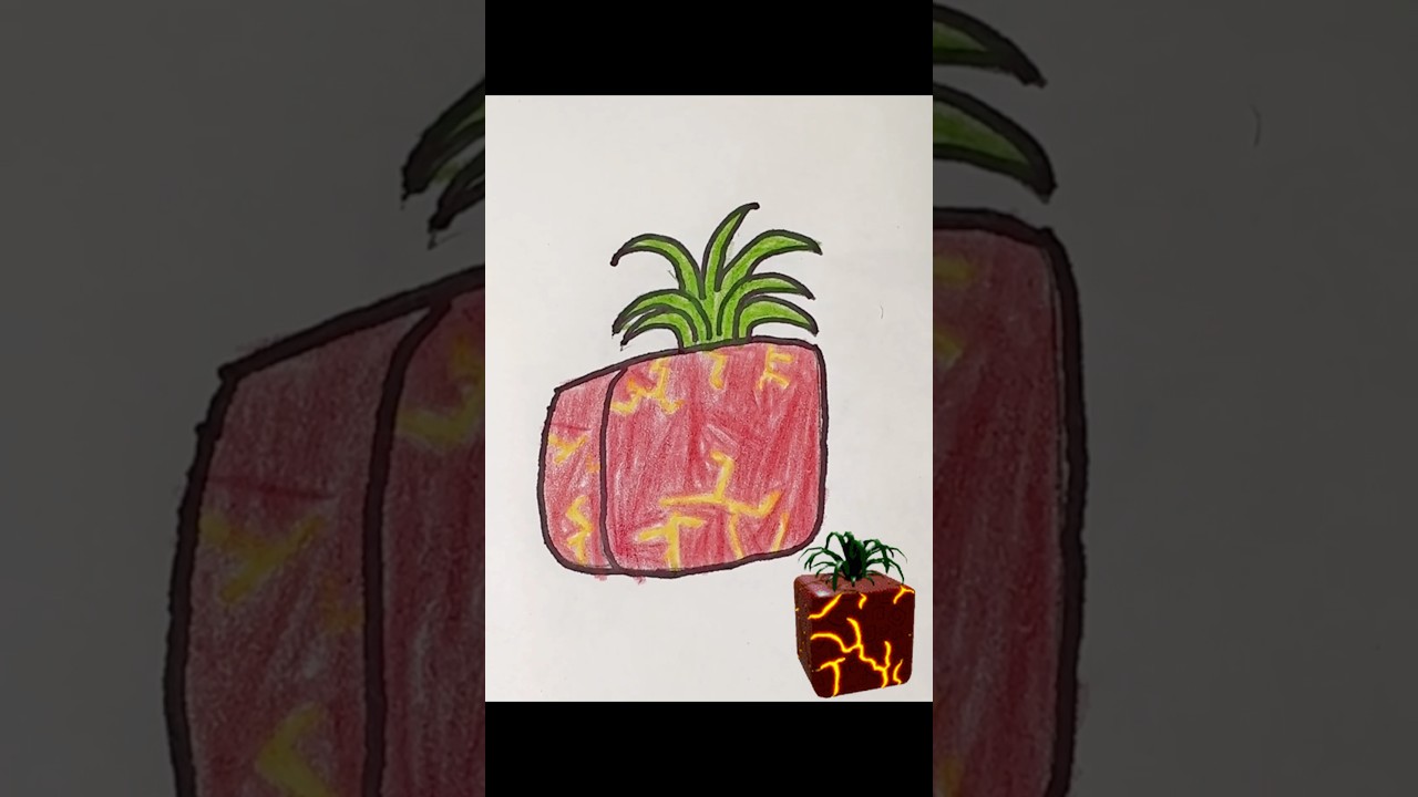 Como desenhar e fazer uma figurinha da fruta MAGMA Blox fruits