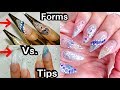 NAIL TIPS vs. NAIL FORMS | I USED BOTH! Which is Better?? Glittered Acrylic Nails Tutorial!