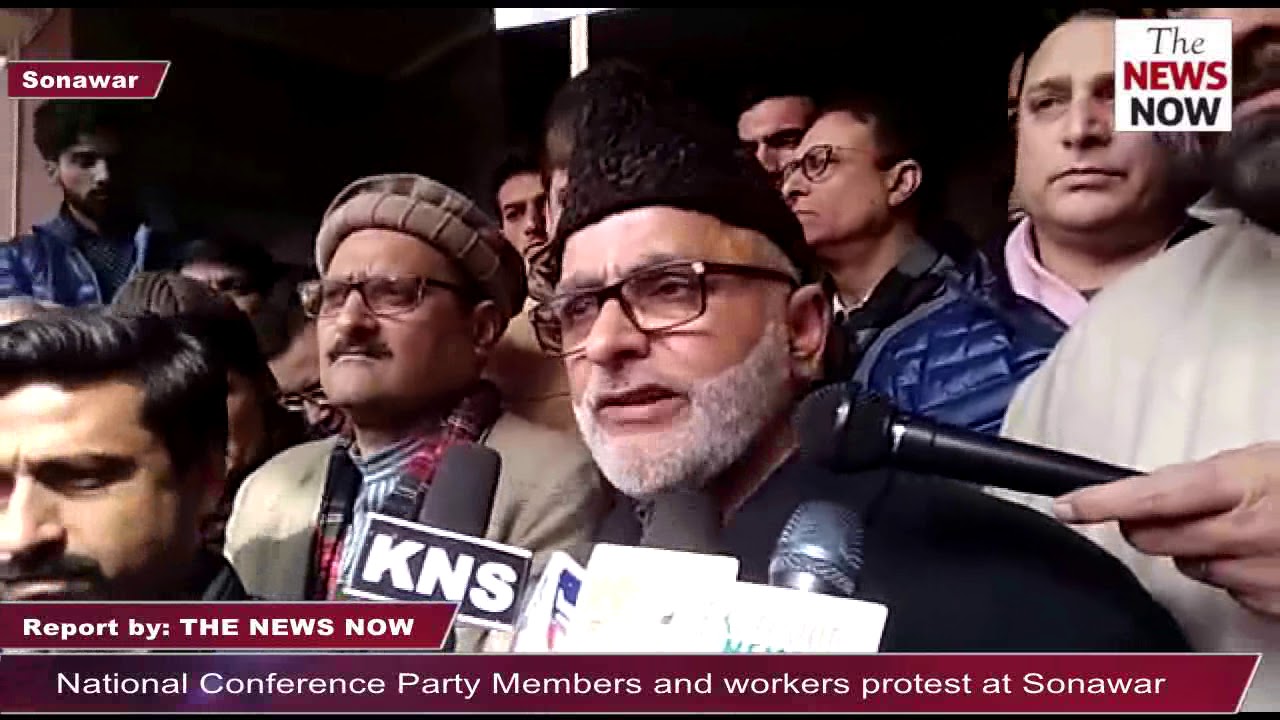 National Conference Party Members and workers protest at Sonawar