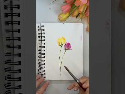 Happy watercolor tulips this morning   Full tutorial in videos httpsyoutubei0A0kaWWZUs