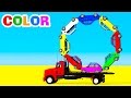 Color Cars on Truck &amp; Spiderman in Superheroes Cartoon 3D - Colors for Kids and Babies