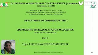 Ms.R.Pavithra|B.Com IT|Data Analytics Introduction|SNS Institutions