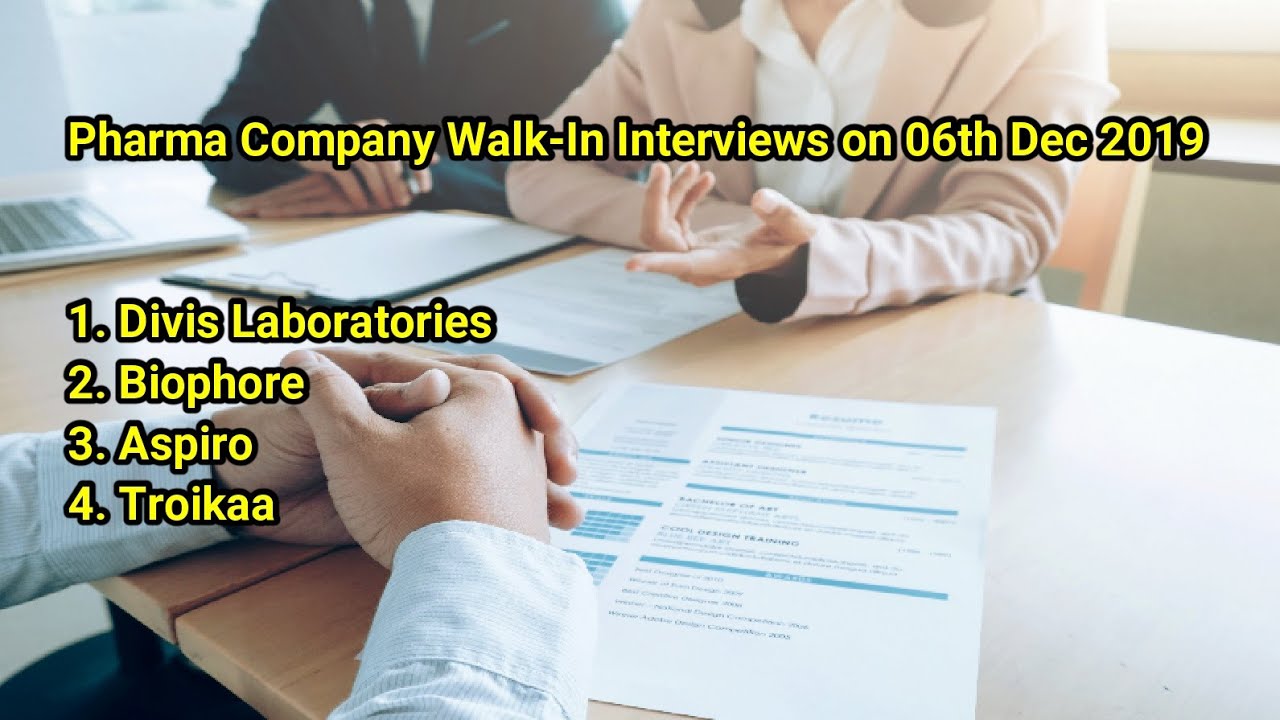 Pharma Company Walk-in Interviews on 06th Dec, 2019