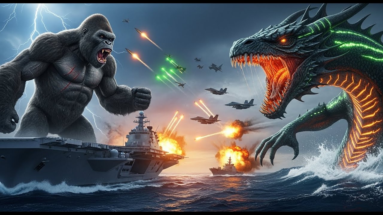 King Kong And Naval Forces vs. Sea Dragon Leviathan: A Show of Power in The Ocean 4K