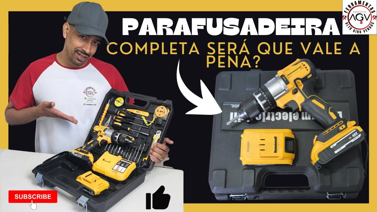 Testando a Parafusadeira 48V com Mandril de Ferro – Vale a Pena?