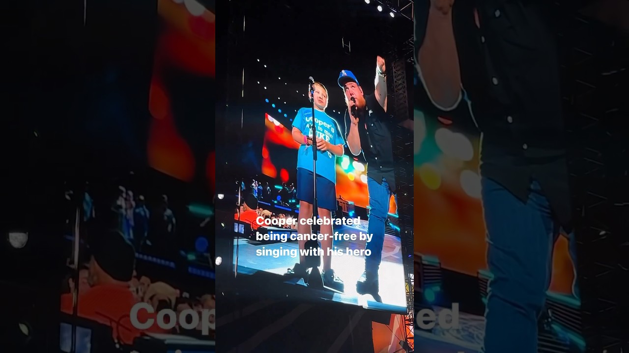 ⁣Thanks Cooper for helping @lukecombs sing Fast Car. 💙 We're so happy you're cancer free!