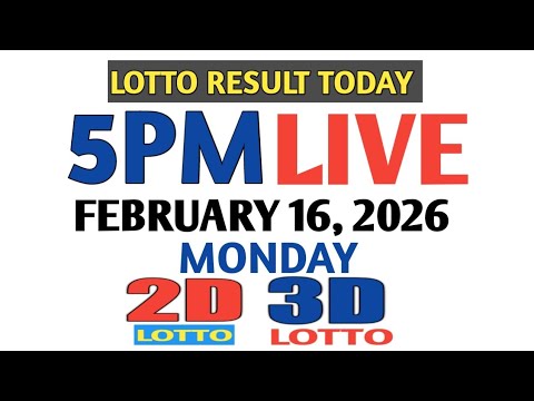 5pm Lotto Result Today Monday pcso 2d 3d swertres ez2 February 16 2026 live!