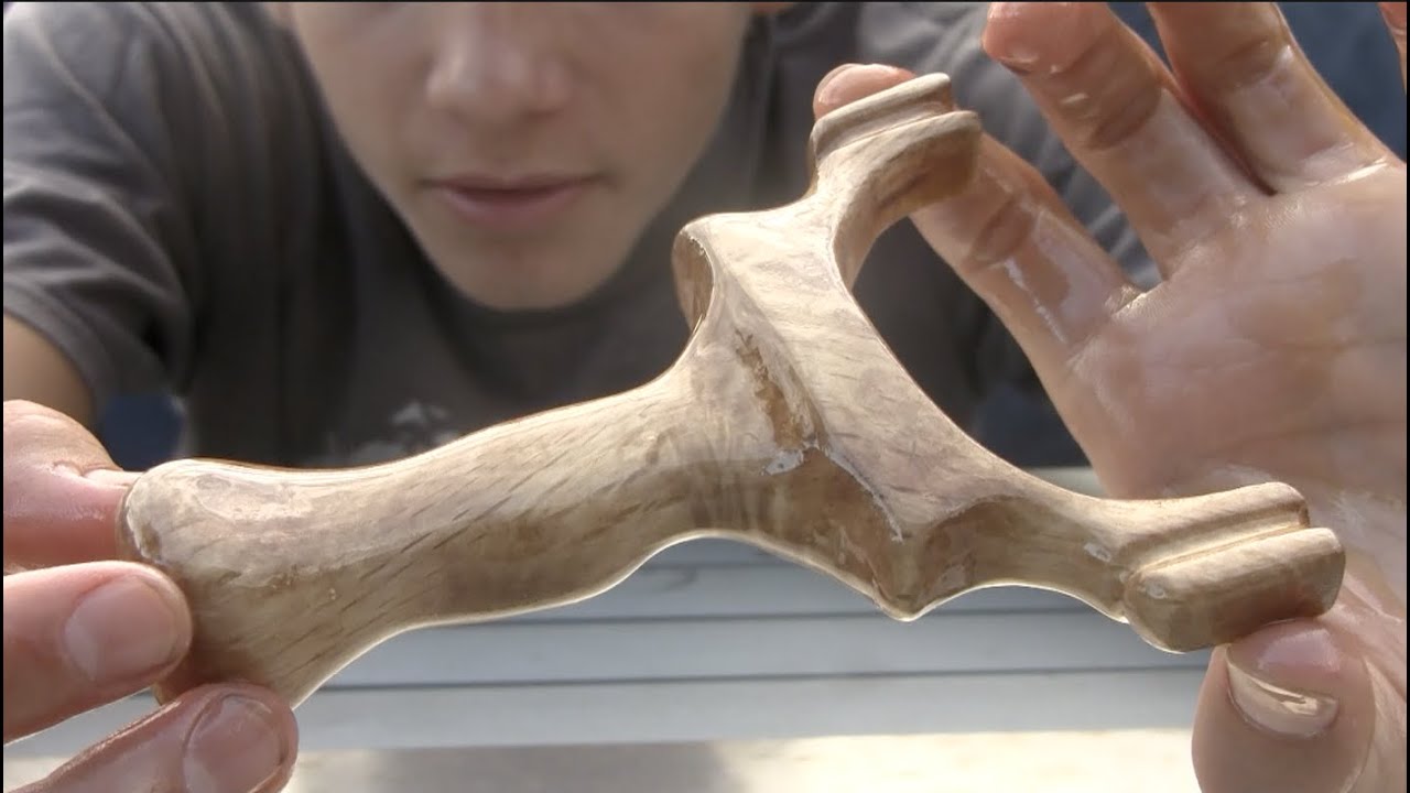 Making The PPMG Slingshot From Big Tree Fork | and Shooting