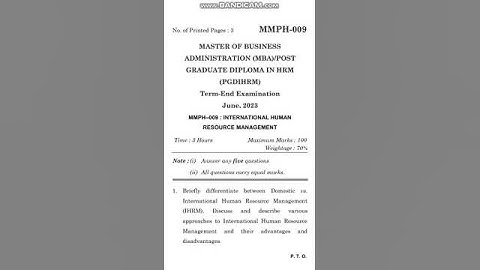 MMPH 009 question paper June 2023 #internationalhumanresourcemanagement #hrmanagement #shorts