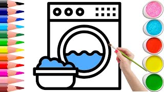 Bolalar uchun kir yuvish mashina chizish बच्चों के लिए वॉशिंग मशीन बनाना,washing machine for kids