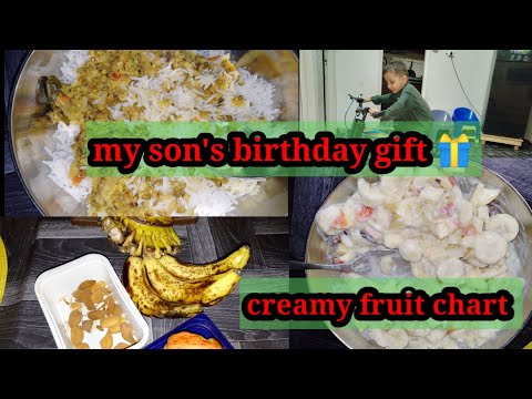 mere baity ka birthday gift 🎁||creamy fruit chart without cream||chilky wali dal@saimasfamily