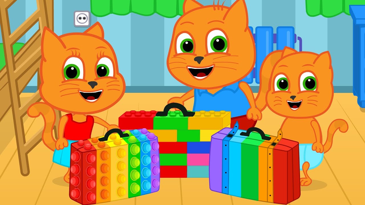 Cats Family in English - Pop-it suitcase Cats Cats Cartoon for