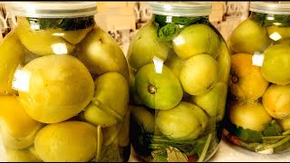 Tasty and healthy green tomatoes for the winter, for salad.
