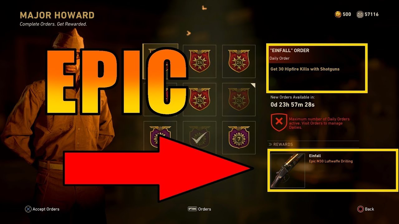 Daily Weapon Order is Epic Einfall Shotgun - 6/14 CoD WW2