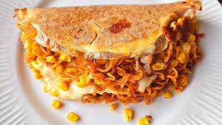 Crispy & Chewy Rice Paper Ramyun waffle, Taco | Korean Instant Noodle with Melted Cheese