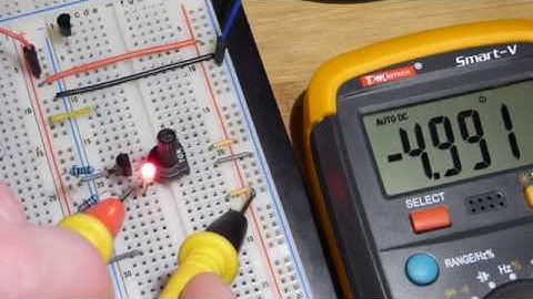 Electronics PNP 2N2907 BJT emitter follower voltage circuit controlled by trimpot voltage divider