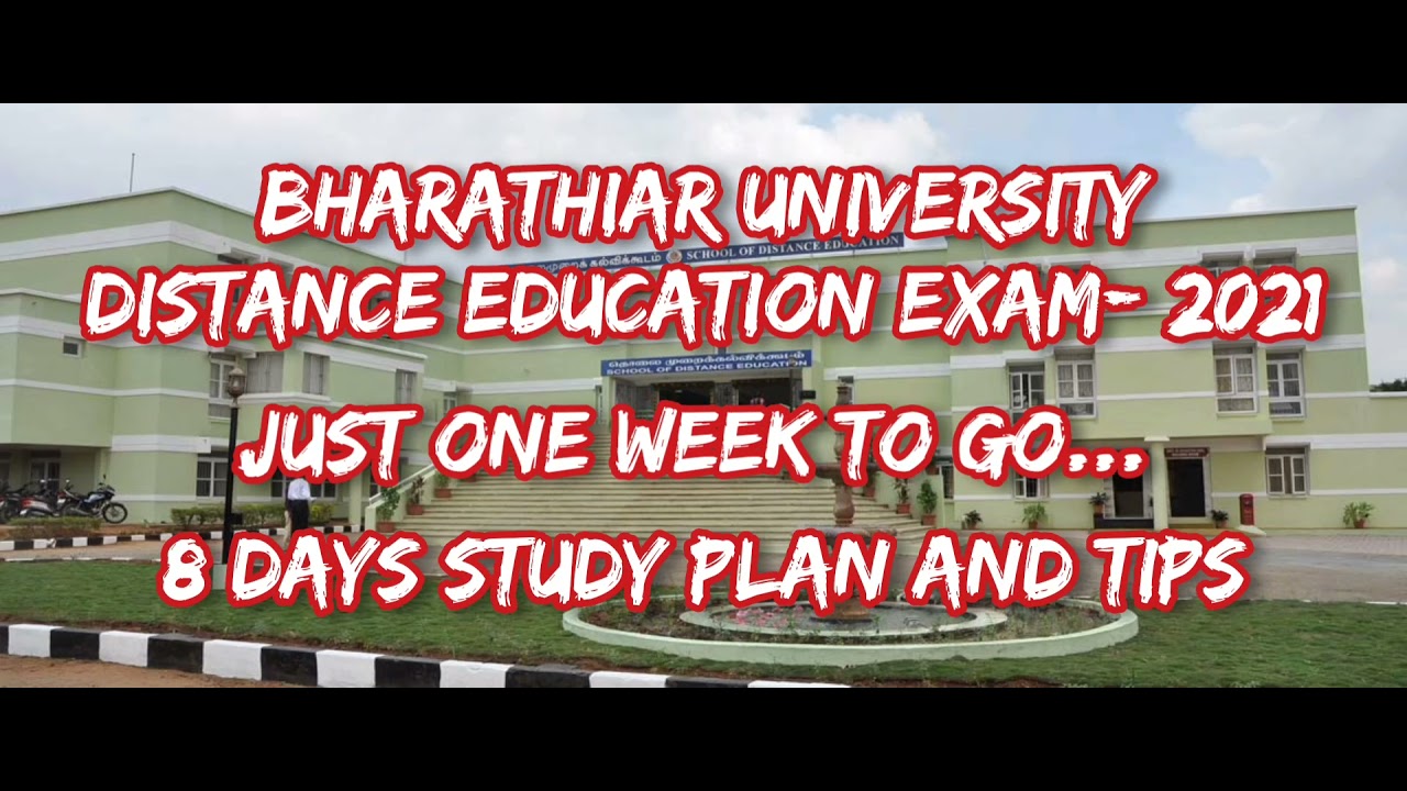 Bharathiar University Distance Education Exam December 2021. Study Plan