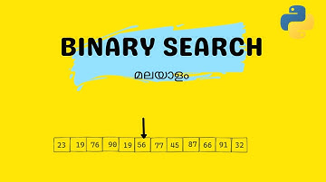 Binary  Search Coding implementation in Python(Malayalam): Algorithm  - Implementation - Efficiency