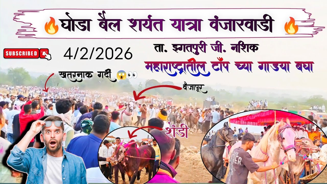 Full video vlog 👉घोडा बैल शर्यत यात्रा उत्सव वंजारवाडी ता. इगतपुरी जी. नाशिक 💯🔥बघा टॉप च्या गाड्या 💯