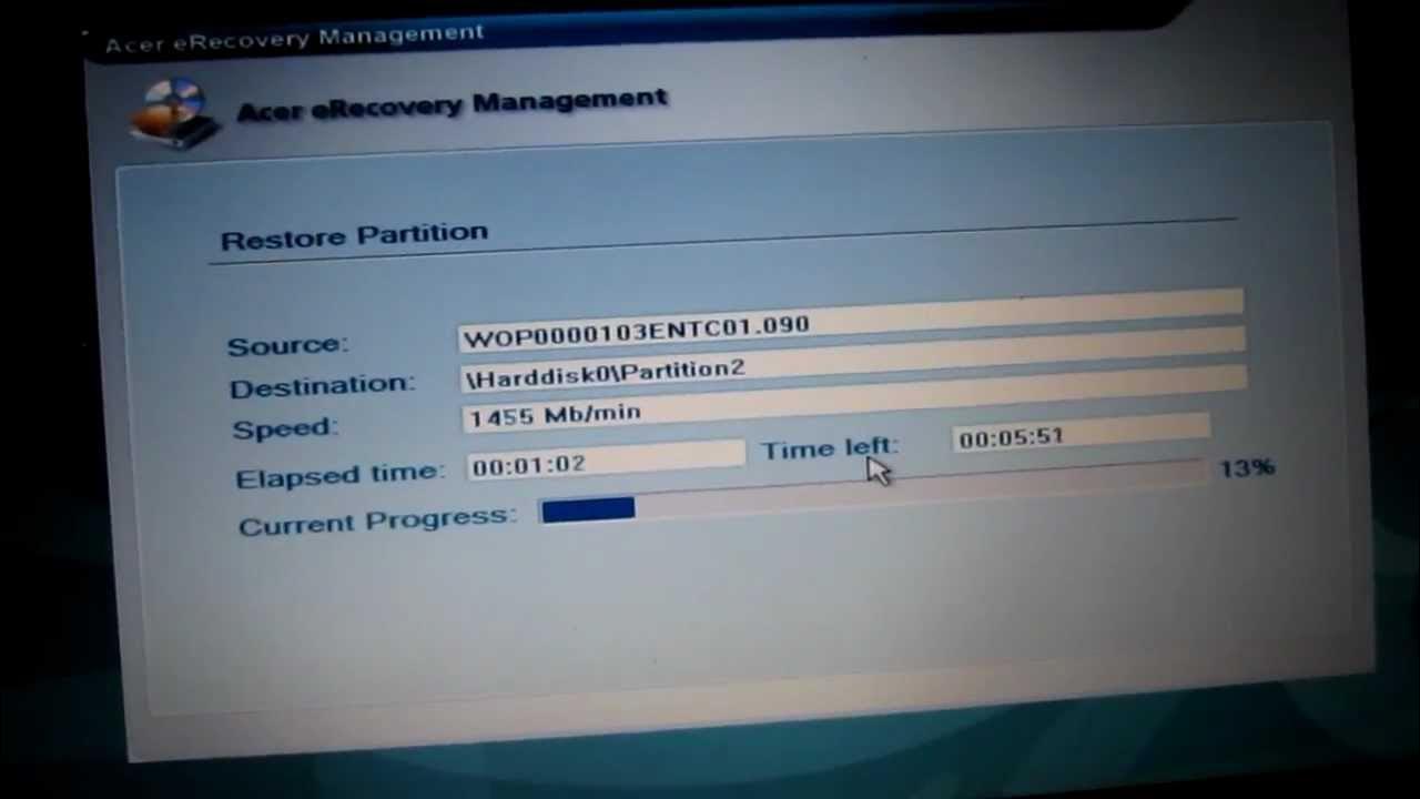 Как сбросить acer до заводских настроек ноутбук