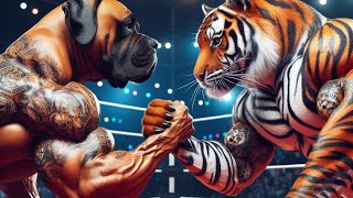 Dog vs Tiger wrestler.