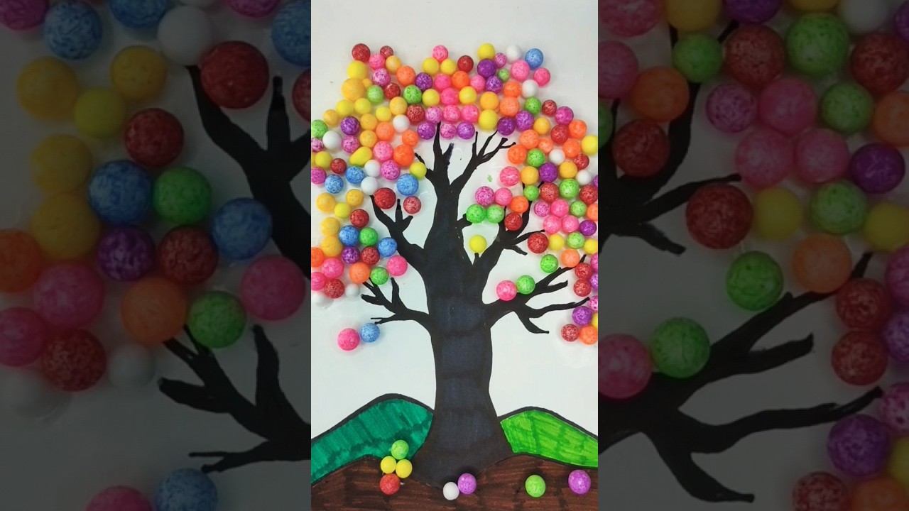 thermocol balls tree drawing | thermocol ball creativity | 