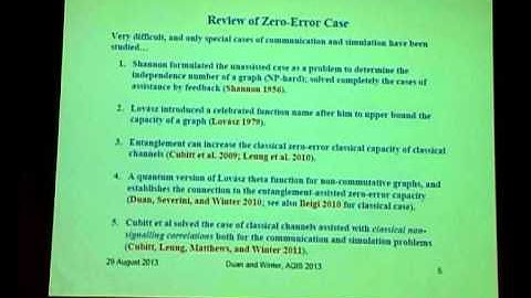 018 Zero-error classical channel capacity & simulation cost