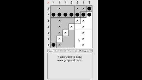 Grey is Odd - Today grids. Solution level 2 7X7 dated 07-20-2024 #logicpuzzles #logicgames  #games