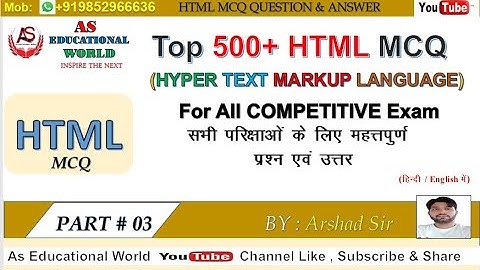 HTML MCQ  PART 3 I HTML OBJECTIVE MCQ I MCQ I HTML MCQ I HTML QUESTION AND ANSWER #objective #mcq