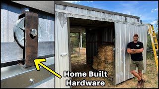 The Hay Barn Gets a Door!    ( How to Make DIY Barn Door Hardware )