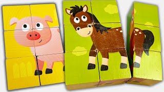 Learn Farm Animals with Puzzle | Memory Game | Preschool Learning Toy Video screenshot 5