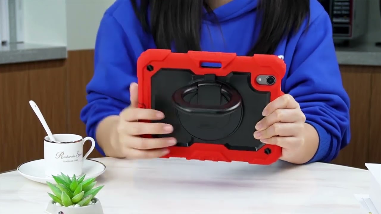 SEYMAC Stock Tablet Case Black Red With Hand Grip