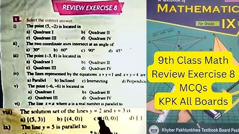 9th Class Math | Review Exercise 8 | Graphs | MCQs | Linear Equations | Quadrants | QAS Edu