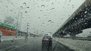 Driving Heavy Rain in Bangkok | ASMR Rain Sound | Relaxing Drive in Rain | POV Drive | 4K