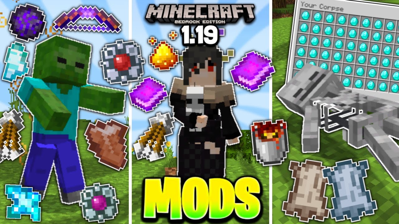 😱TOP DE MEJORES MODS/ADDONS SURVIVAL para MINECRAFT PE (BEDROCK) 1.19 - ADDONS para MCPE 1.19